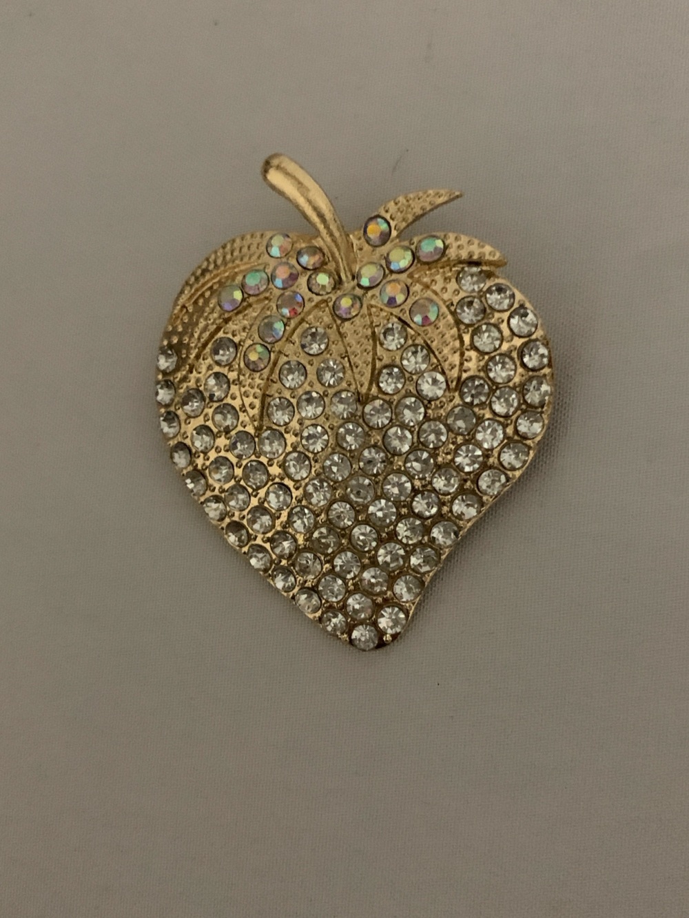 Gold-tone Crystal Strawberry Brooch